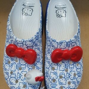 Hello Kitty Blue and White Clogs with Red Bow